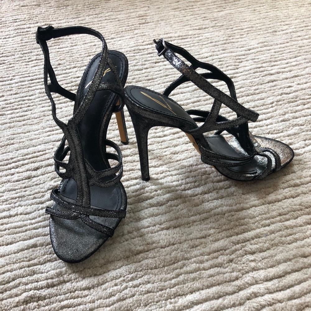 Brian Atwood glitter metallic heel